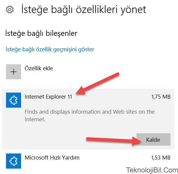 Windows 10 Internet Explorer Kaldırma Yükleme