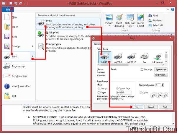 Create PDF files from Wordpad with doPDF