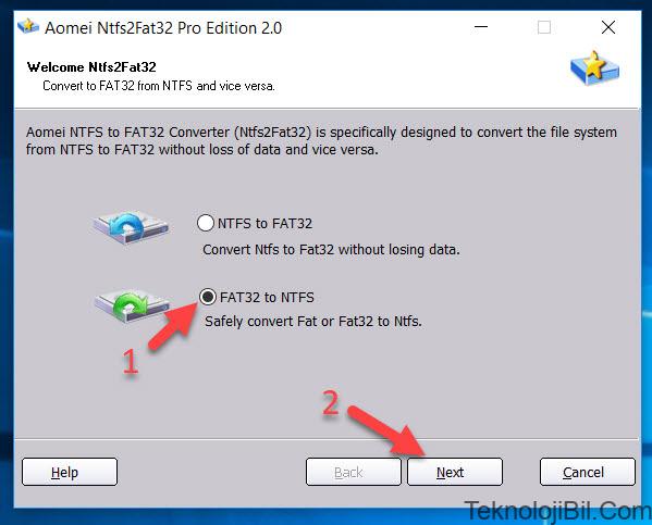 FAT32’yi NTFS Yapma Programı Ücretsiz