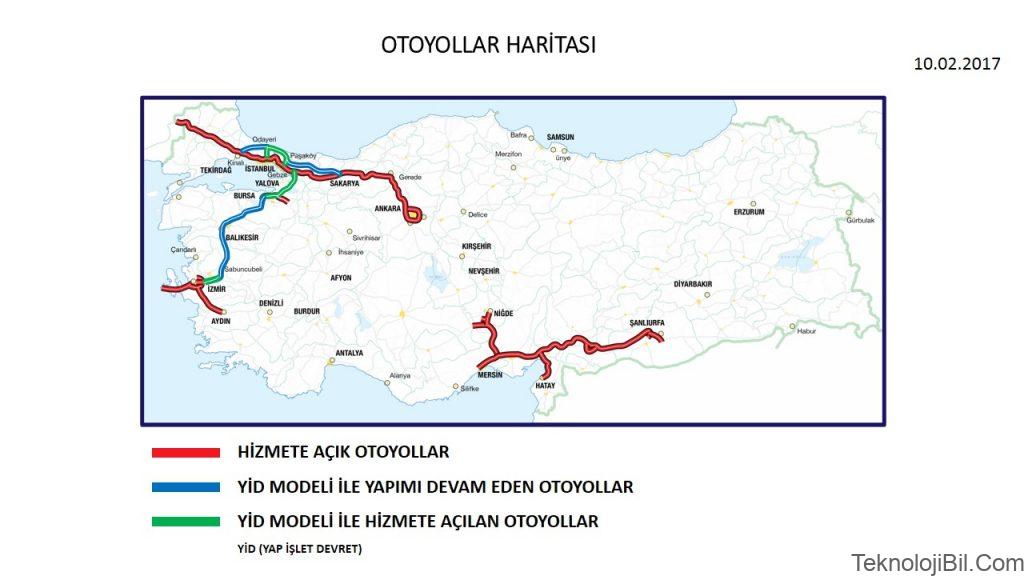 Türkiye Otoyolları Haritası 2018 Güncel Yeni