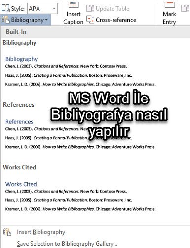 MS Word İle Bibliyografi hazırlama